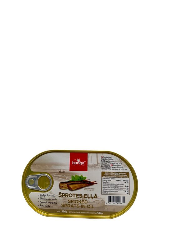 Kūpinātas šprotes eļļā 190 g “Banga”